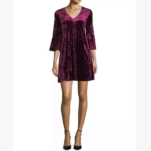 Eliza J Dresses & Skirts - Eliza J Berry Crushed Velvet Bell Sleeve Dress